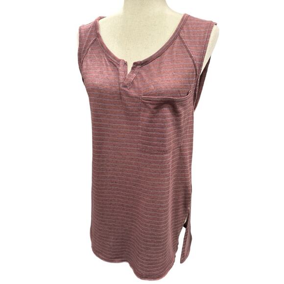 We the Free Oversized Maroon Striped Sleeveless T Shirt XS - Picture 3 of 7